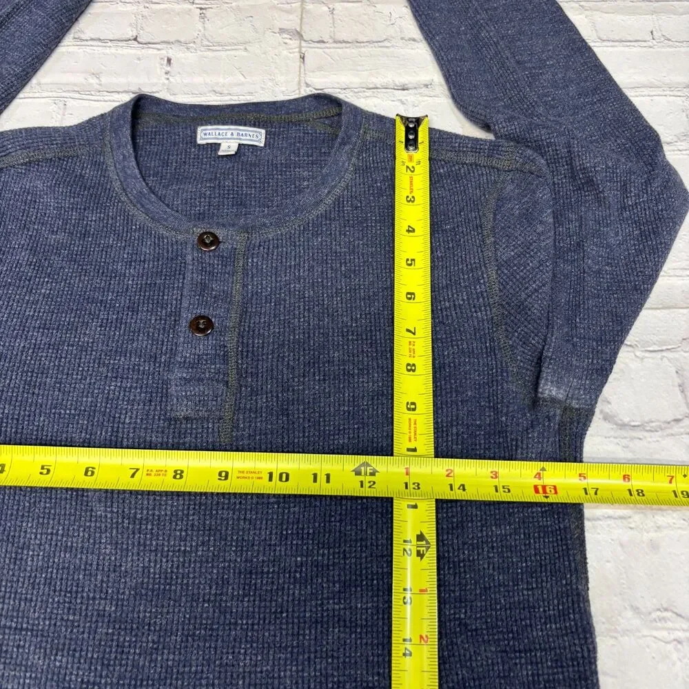Wallace & Barnes Men Henley Waffle Thermal Shirt Top Size Small Blue D121 -18